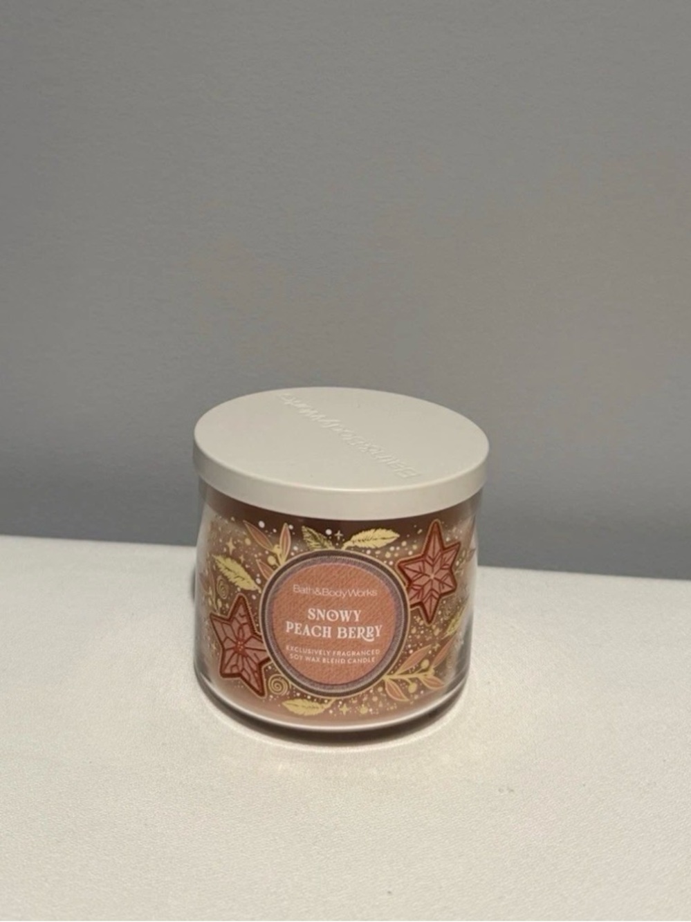 Bath & Body Works Snowy Peach Berry Candle 3 Wick Candle New
